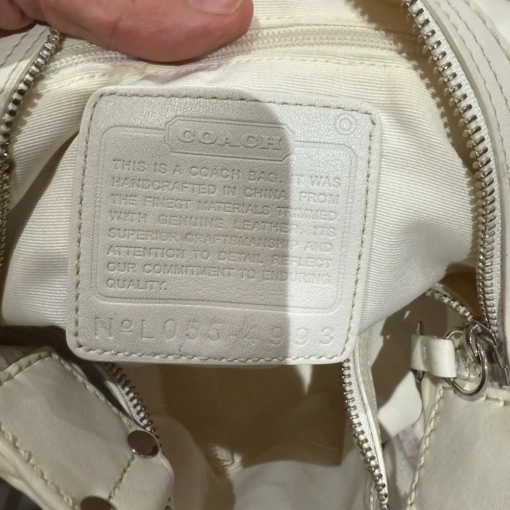 Coach White Nylon Leatherwear Hobo Bag with Tassel